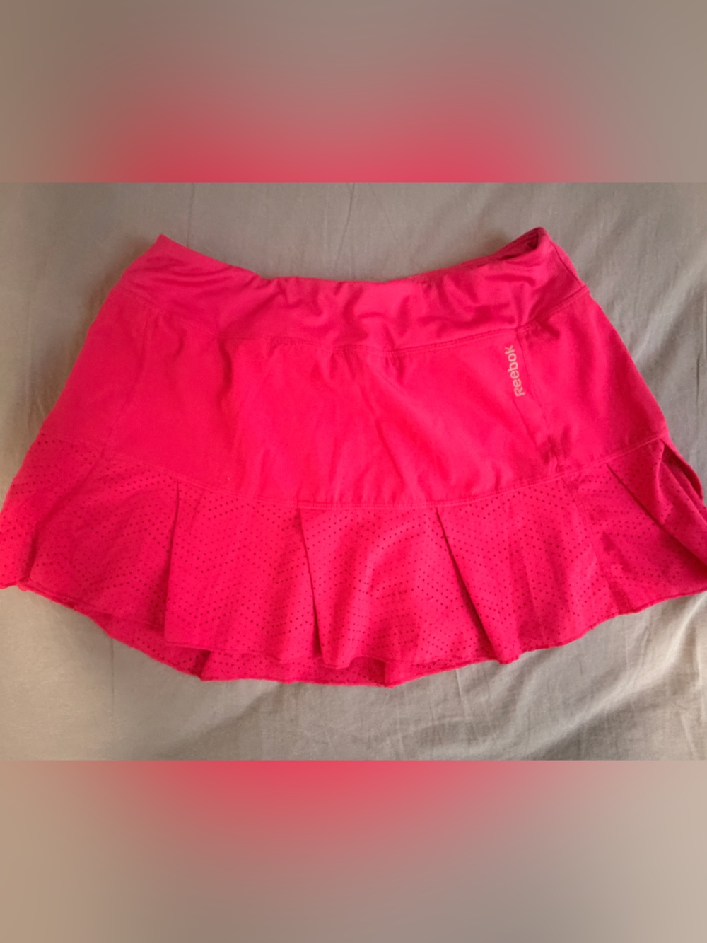 Reebok Women's Bright Pink Pleated Athletic Skort and block shorts bundle